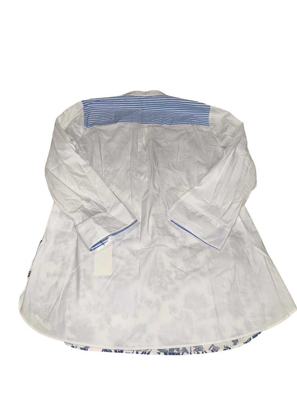 Foxcroft Colette Blouse Size 6 Blue White Floral Long Sleeve Button Front NWT - Picture 7 of 12